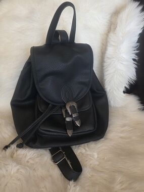 Classic Black Leather Mini Backpack - Versatile Everyday Bag